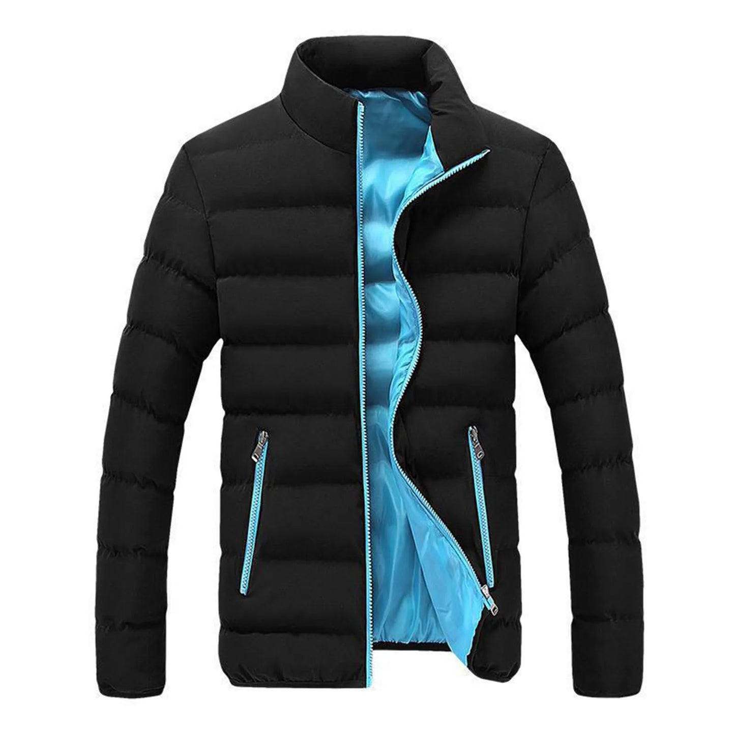 Men's Black Warm Lightweight Down Jackets Winter Zipper