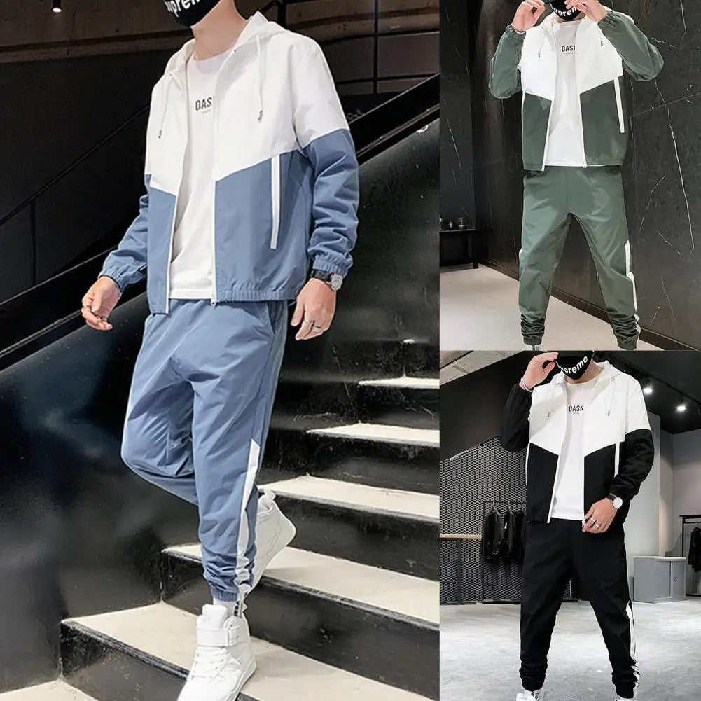 Spring and Autumn New Men's Sportswear Casual Jogger Hooded Sportswear Jacket and Pants