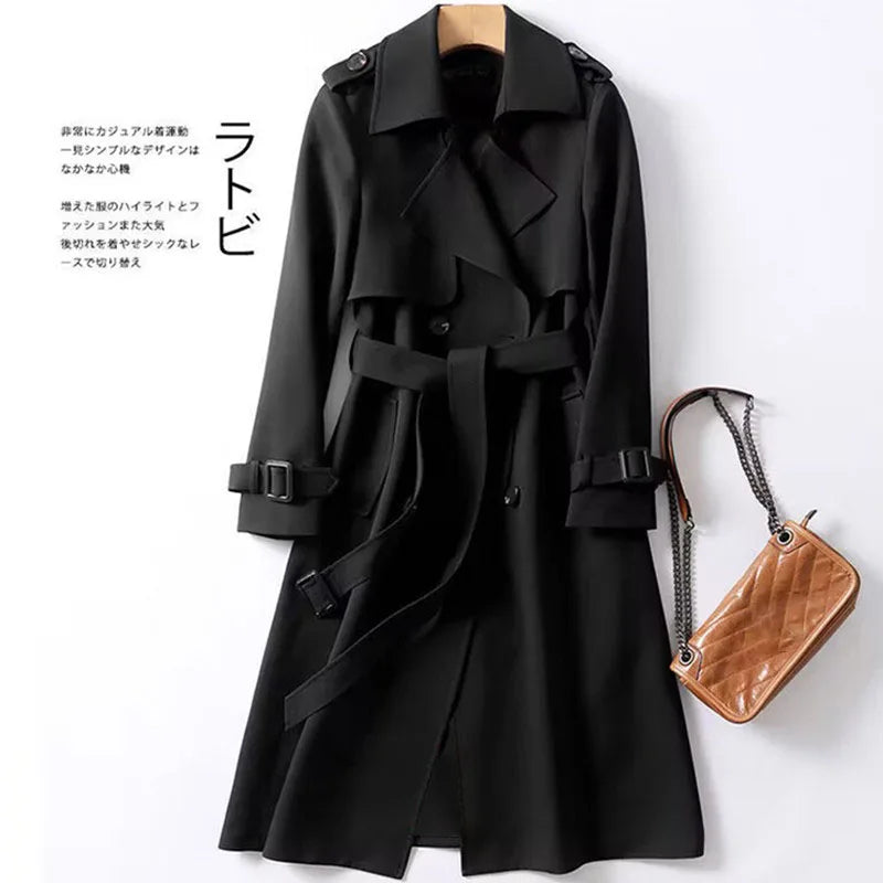 Autumn Winter Long Sleeve Trench Coat For Women 2025 Fashion Loose Office Lady Long