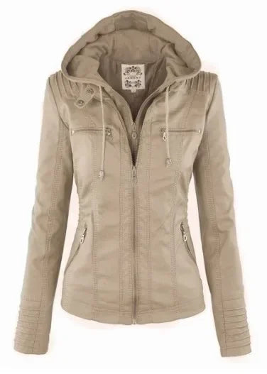 Basic Jacket Coat Female Winter Motorcycle Jacket PU Leather Zipper