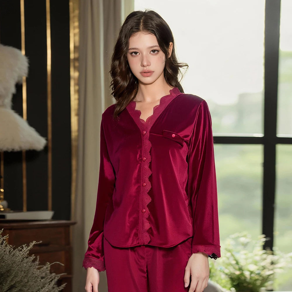 Luxury V-Neck Pajama Set – Cozy & Elegant