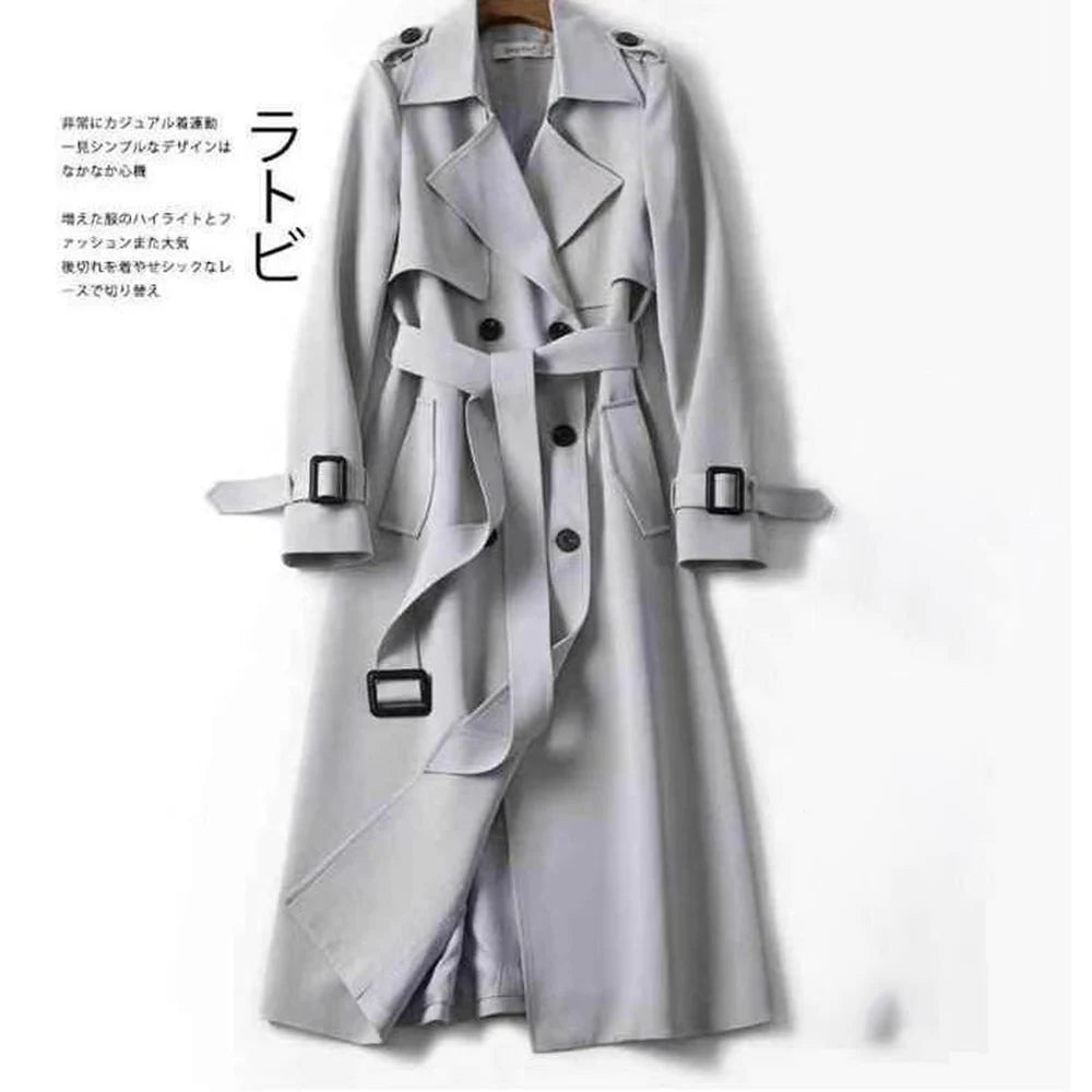 Autumn Winter Long Sleeve Trench Coat For Women 2025 Fashion Loose Office Lady Long