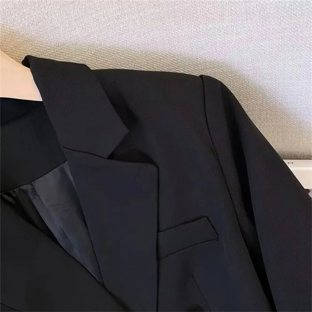 Office Lady Slim Blazer for Women, Long Sleeve Coats, Black Jackets, Casual Outerwear, Fall