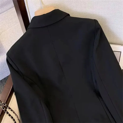 Office Lady Slim Blazer for Women, Long Sleeve Coats, Black Jackets, Casual Outerwear, Fall