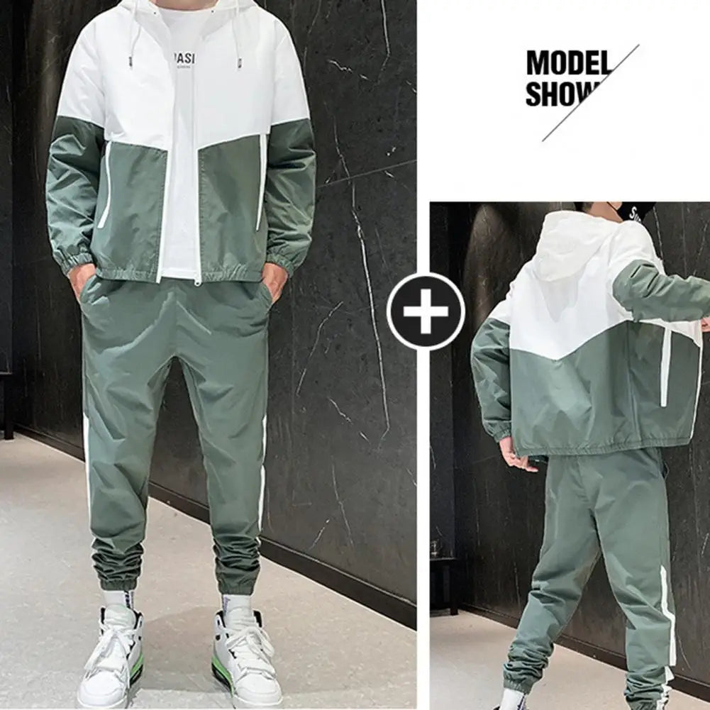 Spring and Autumn New Men's Sportswear Casual Jogger Hooded Sportswear Jacket and Pants