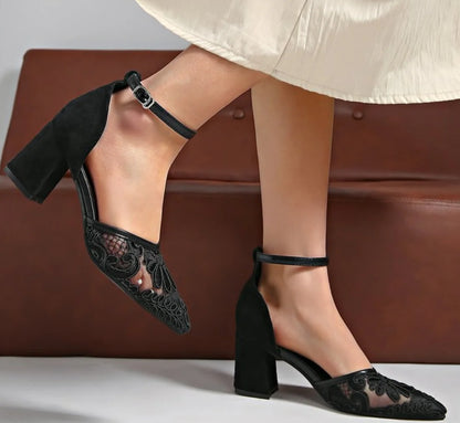 Women’s Elegant Lace Sandals – Chic Office Heels for a Sophisticated Look