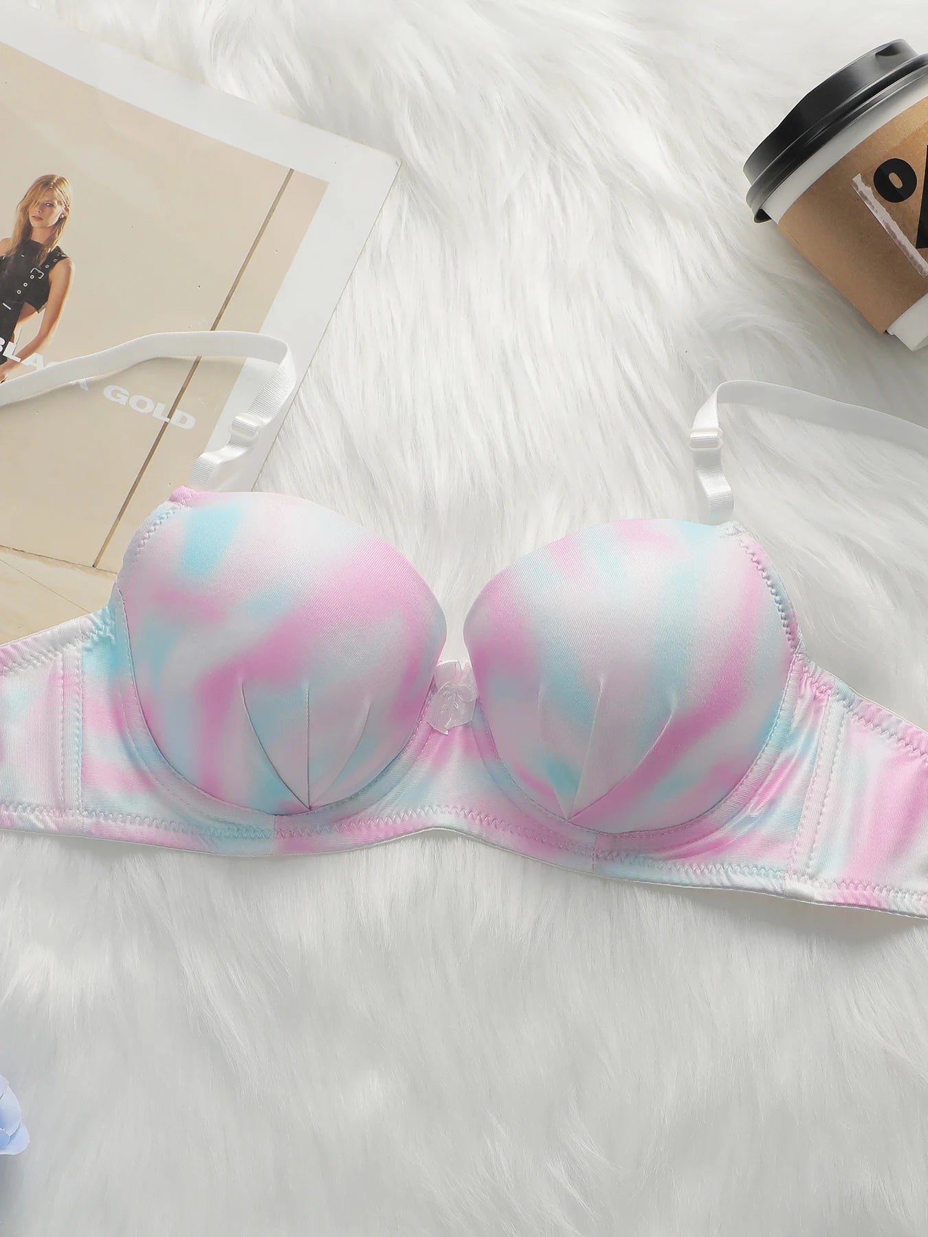 Women's Sexy Lingerie Set Tie Dye Bra Small Chest Gathering Push Up Bra Comfortable Close Fitting Underwear Underwear Set A2136