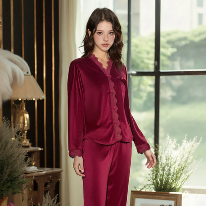 Luxury V-Neck Pajama Set – Cozy & Elegant