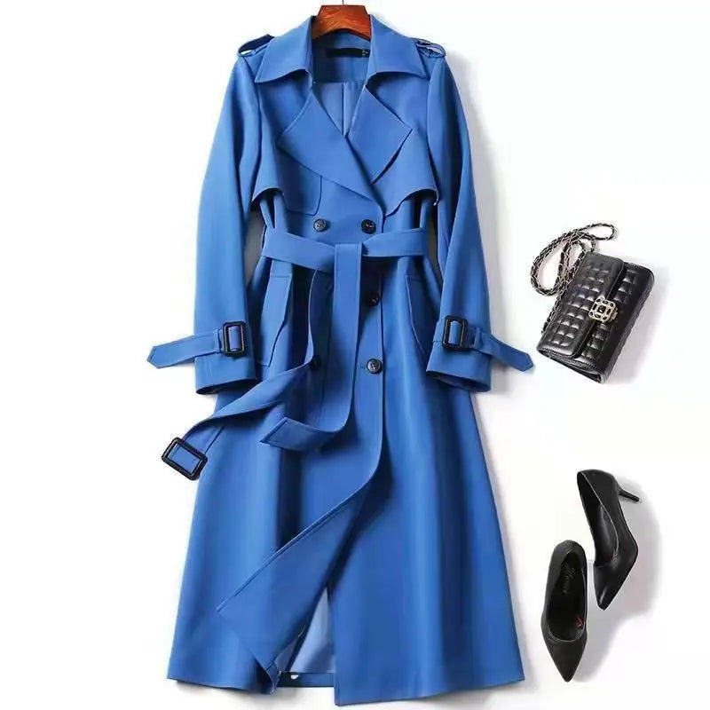 Autumn Winter Long Sleeve Trench Coat For Women 2025 Fashion Loose Office Lady Long