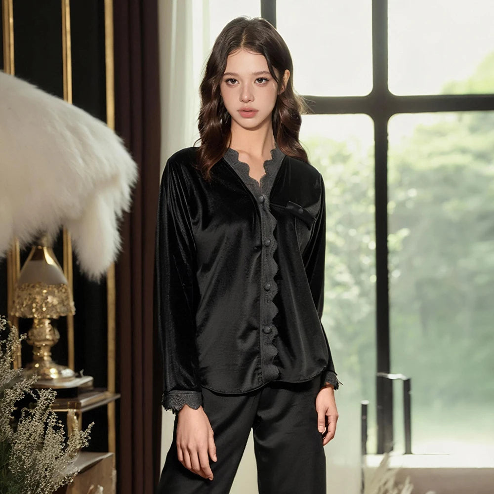 Luxury V-Neck Pajama Set – Cozy & Elegant