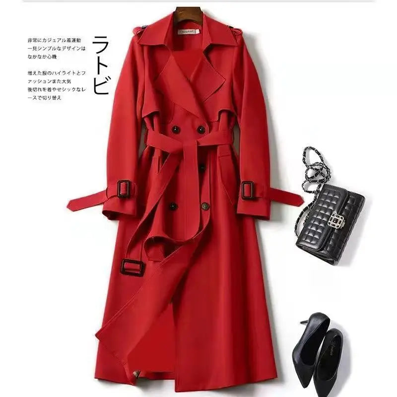 Autumn Winter Long Sleeve Trench Coat For Women 2025 Fashion Loose Office Lady Long