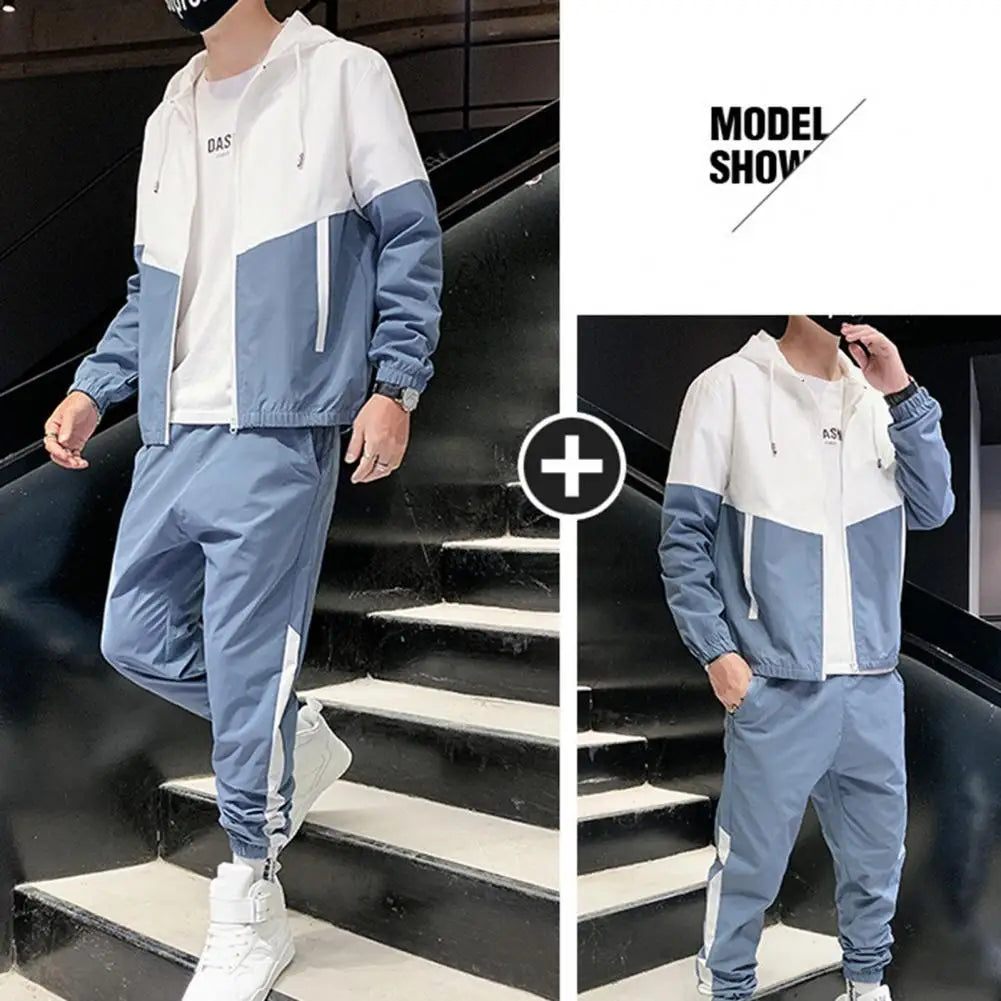 Spring and Autumn New Men's Sportswear Casual Jogger Hooded Sportswear Jacket and Pants