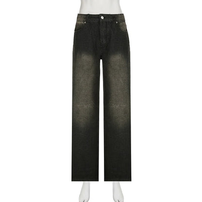 Women’s Low-Waist Wide-Leg Jeans – Y2K Punk Streetwear