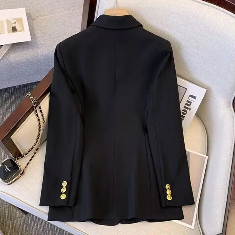 Office Lady Slim Blazer for Women, Long Sleeve Coats, Black Jackets, Casual Outerwear, Fall