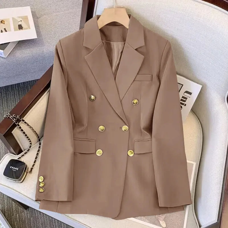 Office Lady Slim Blazer for Women, Long Sleeve Coats, Black Jackets, Casual Outerwear, Fall