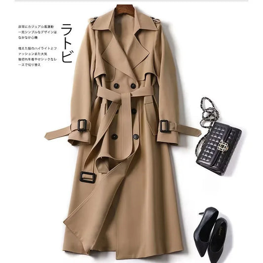 Autumn Winter Long Sleeve Trench Coat For Women 2025 Fashion Loose Office Lady Long